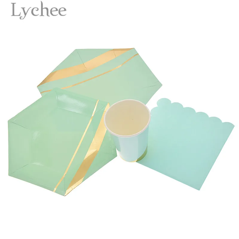 Lychee Life зеленая одноразовая посуда бумажные салфетки под чашки столовая день
