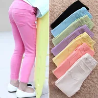 New autumn baby Clothing Hot Girls Jeans Candy Color Skinny Children Pants Baby Casual Long Pants toddler girls  Trousers 2