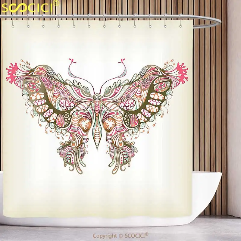 Unique Shower Curtain Butterflies Decorations Collection Retro