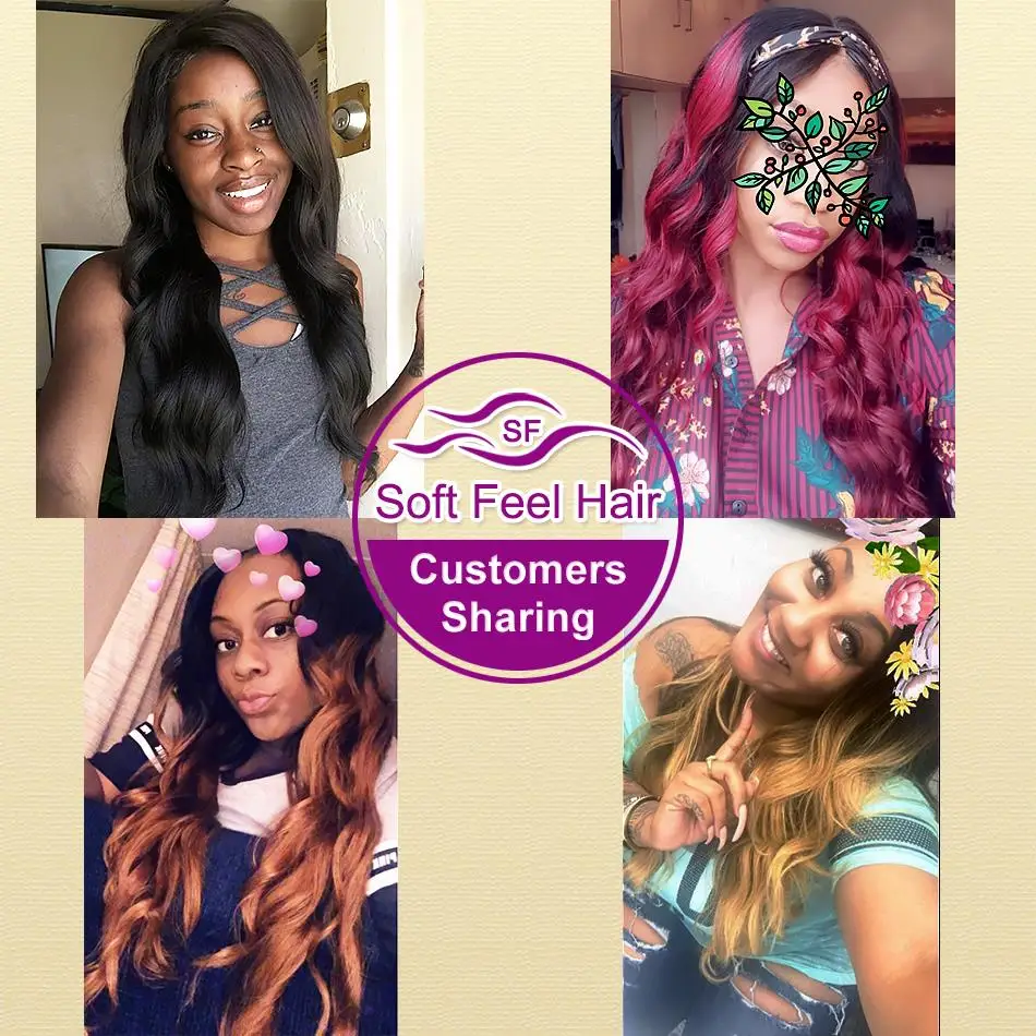 Soft Feel Hair 1/3/4Pcs Ombre Brazilian Body Wave Bundles 1B/Burgundy Ombre Hair Bundles Weave 99J Red Remy Human Hair Extension