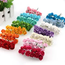144 шт Мини бумажные розы искусственные цветы для дома Свадебные украшения помпон для гирлянды «сделай сам» декоративный свадебный цветок искусственный цветок