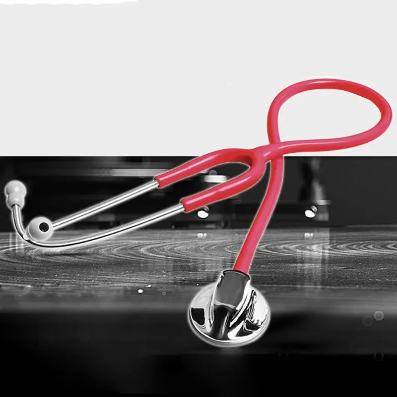 Medical Stethoscope Flat Silver Back Single Listening Headphones Cardiopulmonary Breathing Noise Care Tool Adult