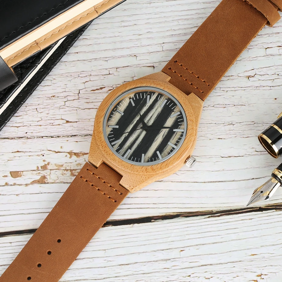 Retro Coffee Dark Blue Dial Quartz Men's Watch Luxury Round Dial Analog Leather Band Fashion Men Sport Watch relogio de Madeira 2018 (8)