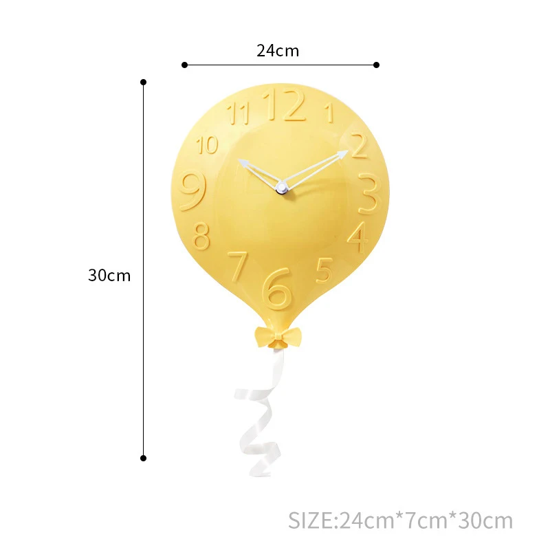 7/цвет 30*24 см милые новые модные простые бесшумные воздушные шары настенные часы немой гостиной спальни домашний декор - Цвет: Yellow