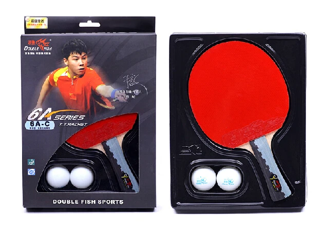 Double fish table tennis paddle racket hand shake grip long handle ...