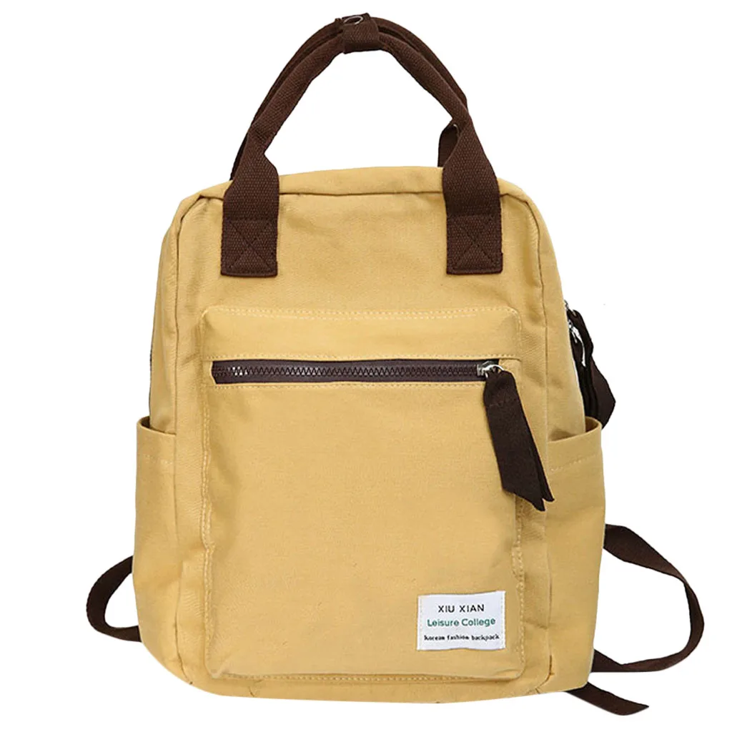 Корейский стиль, холщовый рюкзак для женщин, простая Модная молодежная дорожная школьная сумка для отдыха, сумка-тоут для девочки-подростка, сумка на плечо 30 - Color: Yellow