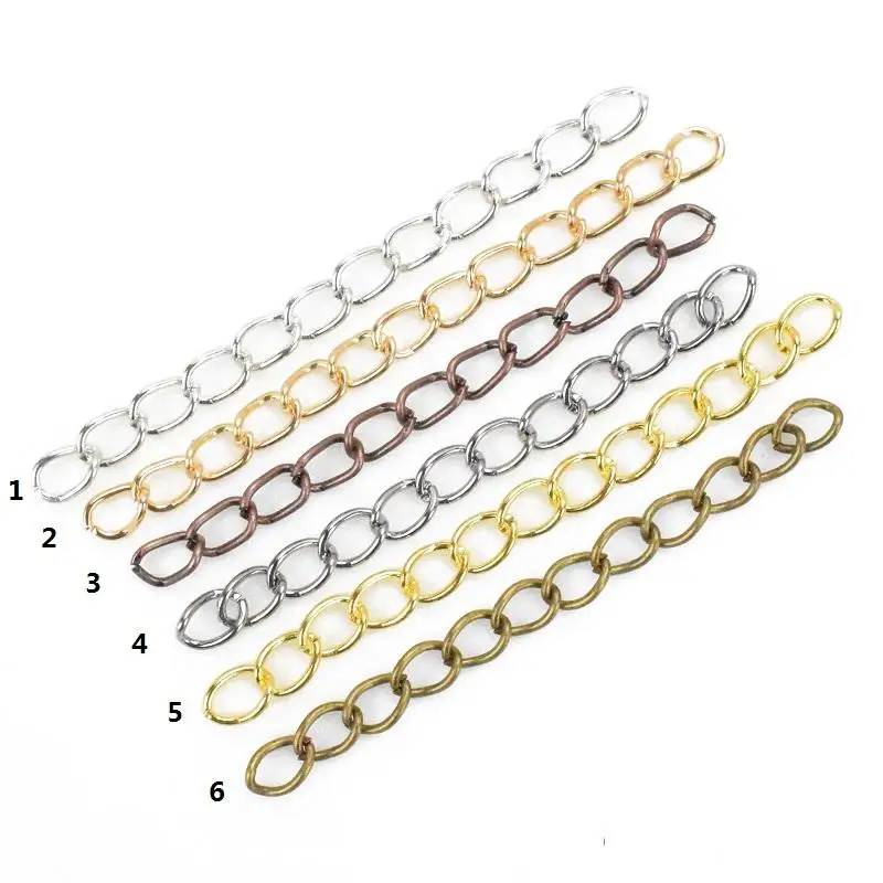 

100pcs/pack 5cm Color Mixture Metal Bulk Tail Chains Extended Extension Chain for Bracelets Necklace Earring DIY Jewelry Making