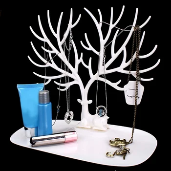 

Fashion Jewelry Necklace Deer Stand Display Organizer Holder Show Rack White