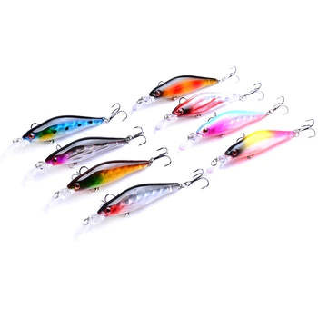 

50PCS 6.2g 8cm Laser Wobblers Fishing Tackle 3D Eyes Sinking Minnow Fishing Lure Crankbait 6# hook fishing wobblers
