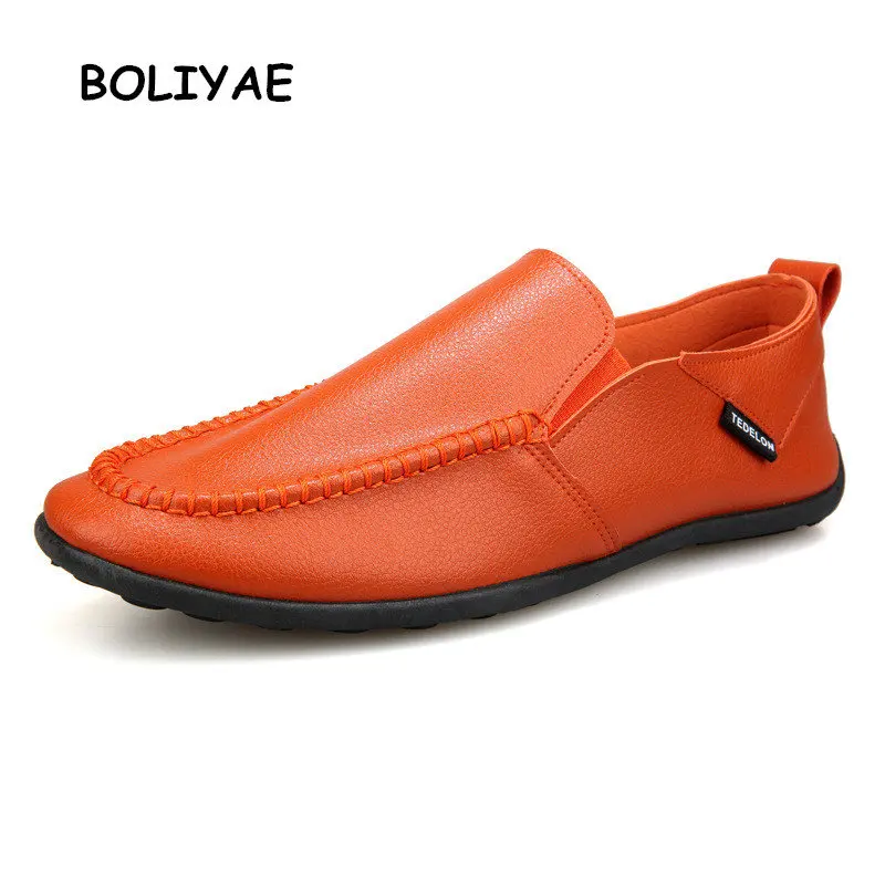 

NEW spring and autumn slip on casual men loafers mens moccasins shoes PU leather men's flats shoes size 35-47