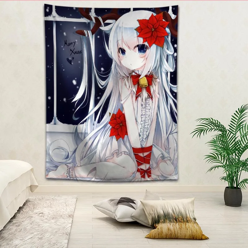 

New Arrival Christmas Anime Tapestry Hanging Blanket background wall bedroom Home Art Tapestries Decor Customize your image