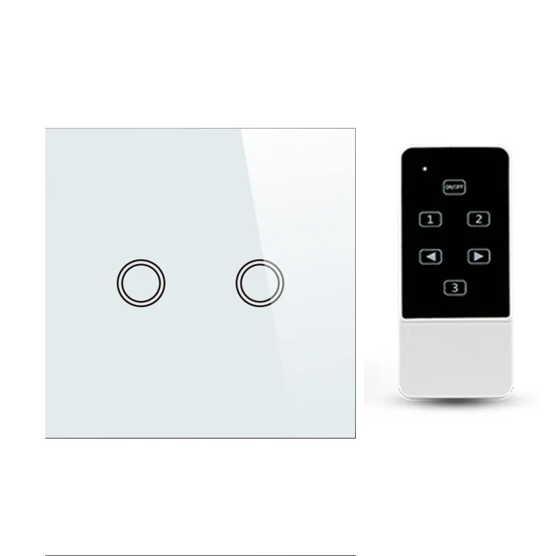 

EU 2 Gangs Remote Control Wall Switch Work with Broadlink Wireless AC110-240V Touch Panel blue LED backlight Smart Home