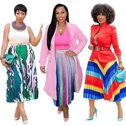 2019 в африканском стиле юбка для женщин в африканском стиле новые летние женские туфли в стиле ретро с полосатым принтом, с высокой талией до