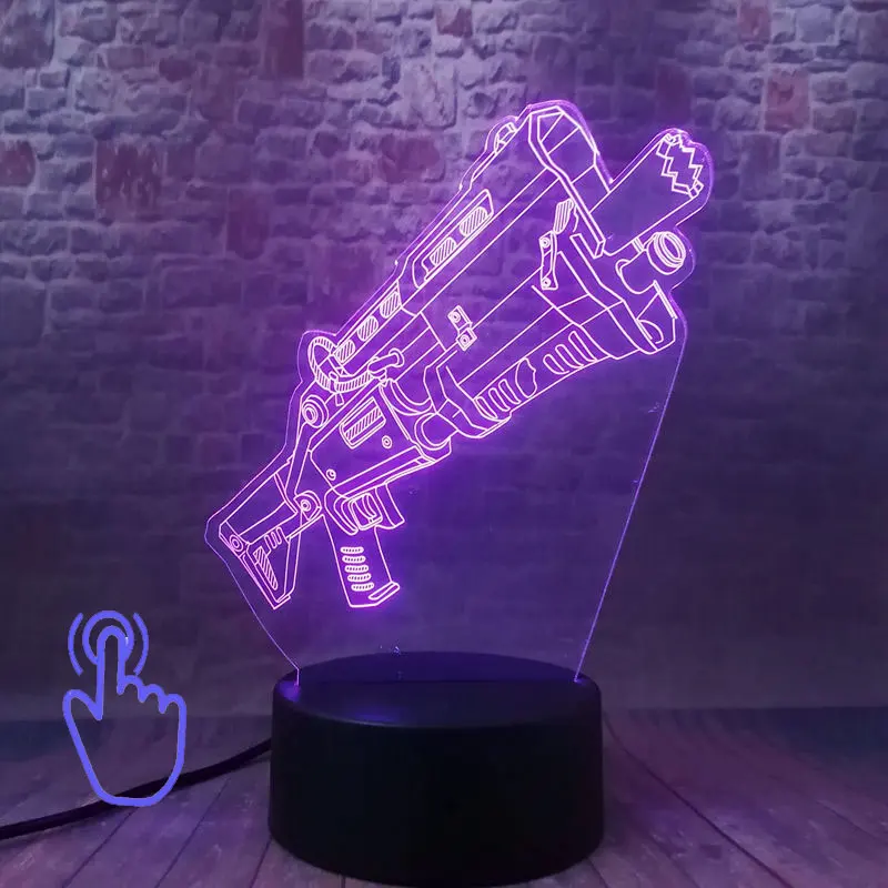 Битва королевская игра PUBG фигурка 3D ночной Светильник СВЕТОДИОДНЫЙ 7 цветов меняющий светильник для сна figulas светильник игрушки - Цвет: Touch Switch 10