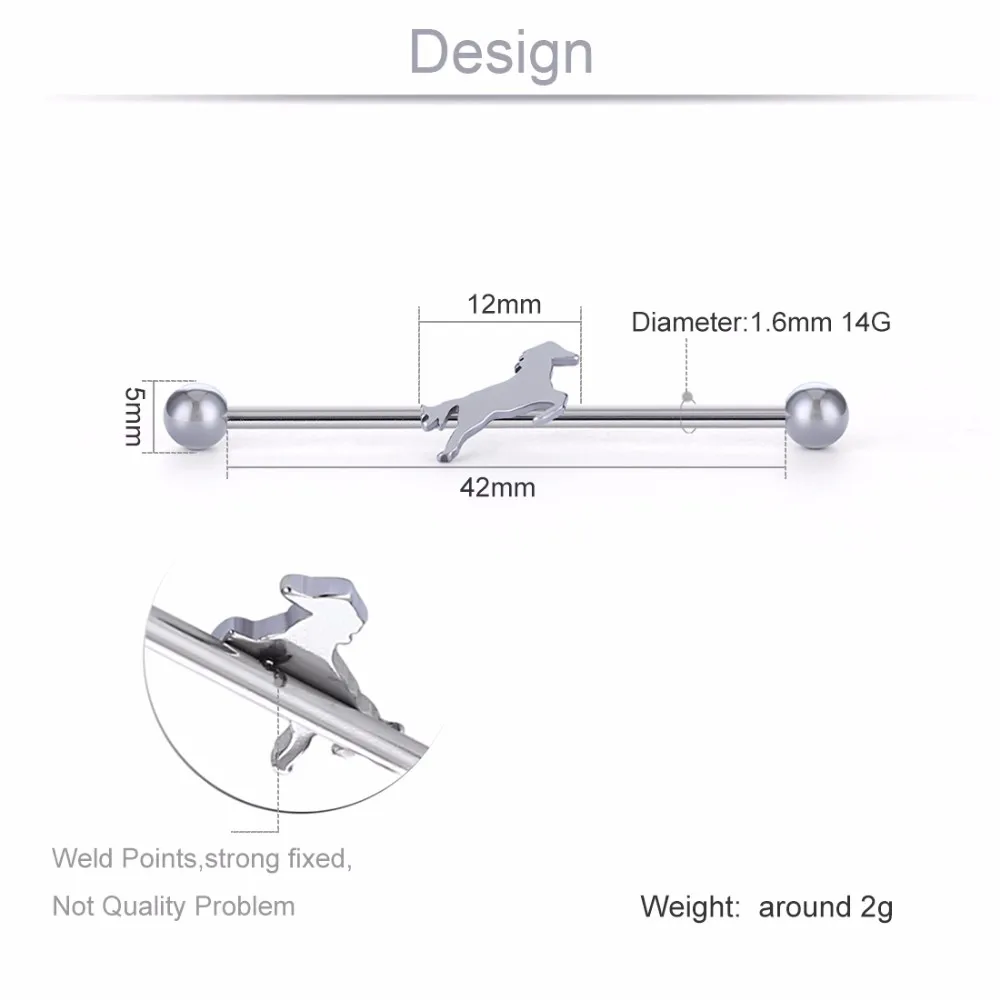 2 шт. лошадиных штанга фабричного производства пирсинг ушные леса хирургические стальные трогательные кости бар панк украшения для тела для мужчин и женщин длинные GY01