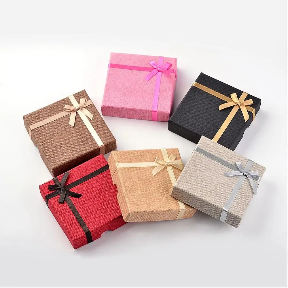 Cardboard Bracelet Boxes Square Mixed Color, 9.1x9.2x2.2cmin Jewelry