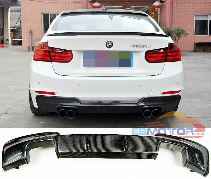 B Стиль Настоящее углеродное волокно задний диффузор для BMW 3 серии F30 F35 2 Outlet 4 Tips