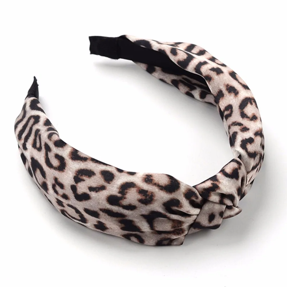 

Cute Girl Womens Knotted Leopard Crocodile Pattern Hairband Hair Hoop Twisted Satin Turban Hair Band Accessories
