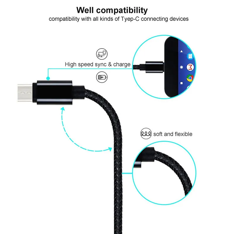 Кабель зарядного устройства микро usb для samsung huawei y6 y7 prime pro 2019 2018 honor 8 9 10 lite 9i p smart plus