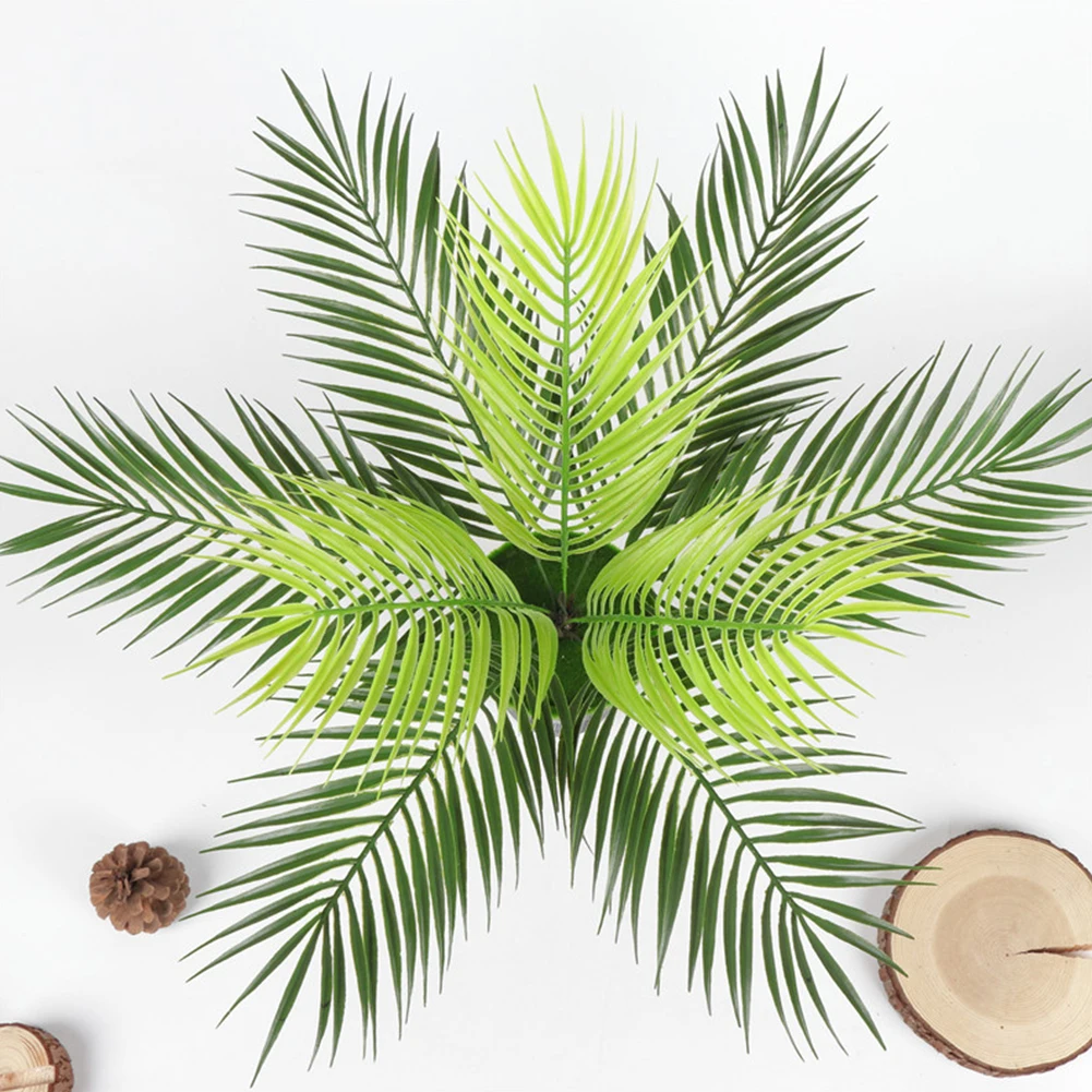

9-head Landscape Leaves Fake Flower Plastic Artificial Plants Sago Cycas Green For Home Office Table Wedding Decor