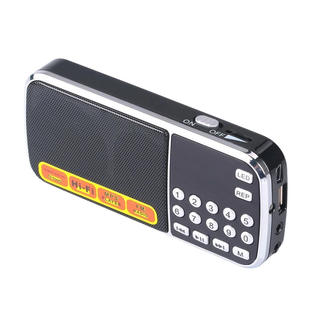 Kebidu модный портативный мини mp3 плеер Hi Fi аудио динамик фонарик усилитель Micro SD TF FM