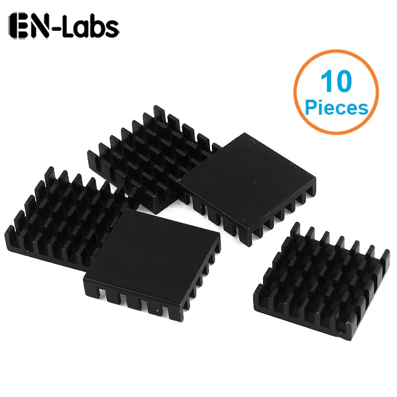 

En-Labs 10pcs Anodized Black Aluminum Heatsink 19x19x5mm Electronic Cooling Radiator,Graphics Video Card, IC,Motherboard Cooler