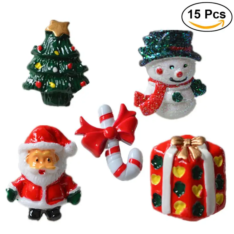 

BESTOYARD 15pcs Resin Snowman Santa Claus Christmas Tree Candy Cane Miniature Ornaments Home Decoration DIY Accessories