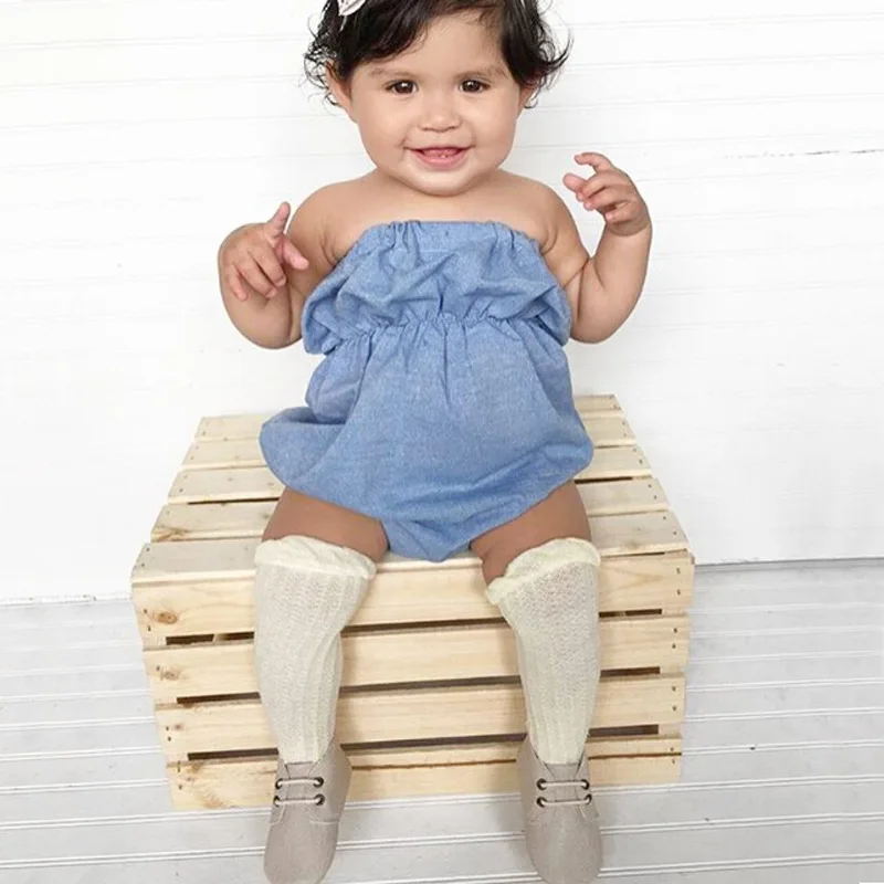 

Fashion INS Baby Girls Clothing Denim Cotton Bodysuit Sleeveless Shortall Kids Union Suit