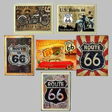 США винтажные металлические жестяные знаки Route 66 номер автомобиля номерной знак табличка Плакат Бар Клуб стены гаража украшения дома 1001