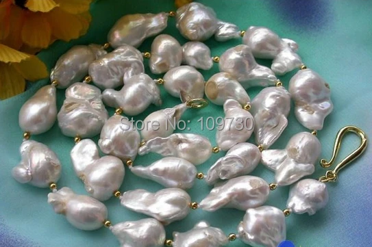 

Jewelr 00374 33" BAROQUE WHITE KESHI REBORN PEARL NECKLACE