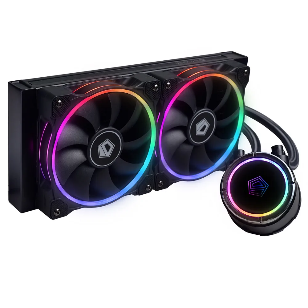 ID-COOLING ZOOMFLOW 240 адресуемый RGB AIO жидкостный охладитель, 240 мм радиатор, 400 мм рукава трубки, 2x120 мм PWM вентиляторы, TR4/AM4/LGA20