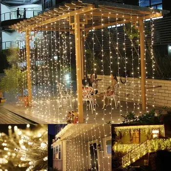 

3Mx3M 300 led string light 220v 110v curtain fairy light Christmas light for Wedding home garden party Decoration Lights