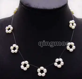 

SALE 5-6mm White Rice Natural Freshwater Pearl 9 pieces handwork Weaving 17'' Necklace -nec6173 wholesale/retail Free shipping