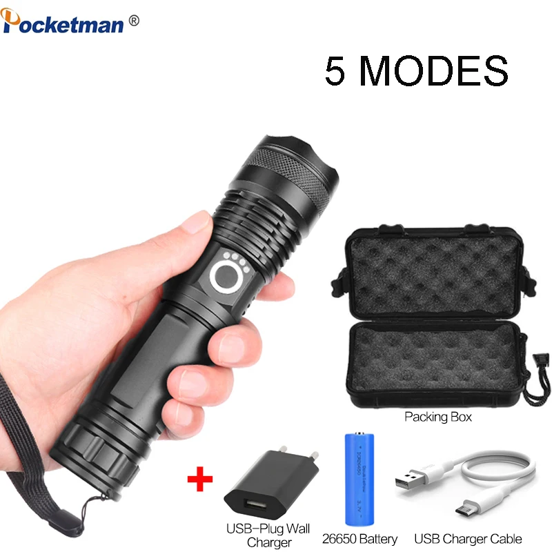 

72000 lumens xhp70.2 most powerful flashlight usb torch xhp70 xhp50 18650 or 26650 Rechargeable battery hunting hiking z41