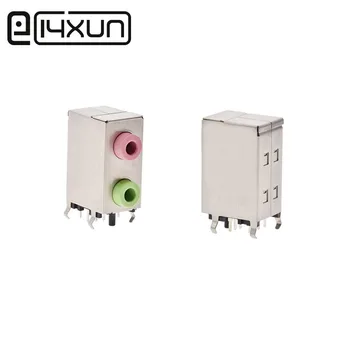 

EClyxun 1pcs PJ306E Desktop Computer Motherboard Audio Socket 3.5mm Headphone Jack 2P red + green DIY Repair Connector