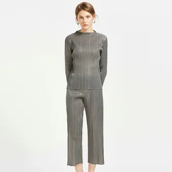 

Autumn Pant Suits Female Stand Collar Casual Long Sleeve T Shirt Women 2 Piece Set Ladies Outfits Girl Playsuit Elegant High End