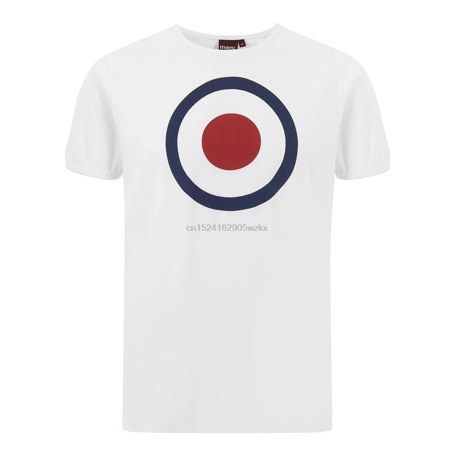 Mens Merc London Retro Mod Scooter Helmet T-Shirt Torcross White