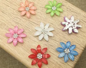 

50pcs Crystal Daisy Flower Beads Button Flatback For Scrapbooking Craft DIY Hair Clip Accessories
