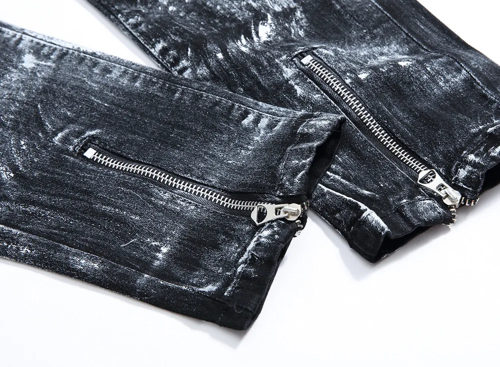 QoolXCWear, джинсы на молнии для мужчин, обтягивающие, разрушенные, известный, тонкий, фирменный дизайн, хип-хоп, Swag Tyga, черные, белые, в стиле пэчворк, байкерские джинсы