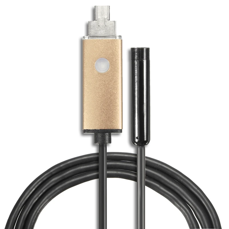 

2 in 1 USB Endoscope 6 LED 8mm Waterproof 2.0MP HD 720P Borescope Inspection Camera For Android for PC Golden Color
