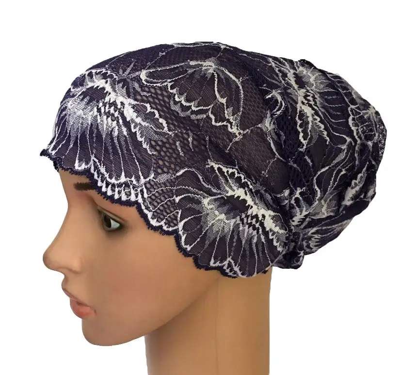 Мусульманская женская кружевная шляпа с цветочным узором, мусульманский Внутренний головной убор, женский шарф Рамадан, мягкая дышащая повязка, модная