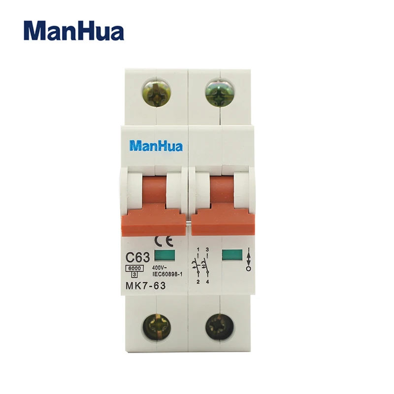 

Manhua MK7-63 AC 2 Poles Miniature Circuit Breaker Mcb Parts With High Quality