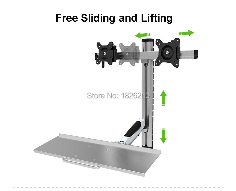 Настенное крепление Эргономичный Алюминиевый полный движения сидячий стенд двойной экран 1"-24" держатель монитора держатель с пневматической пружиной со складным лотком для клавиатуры