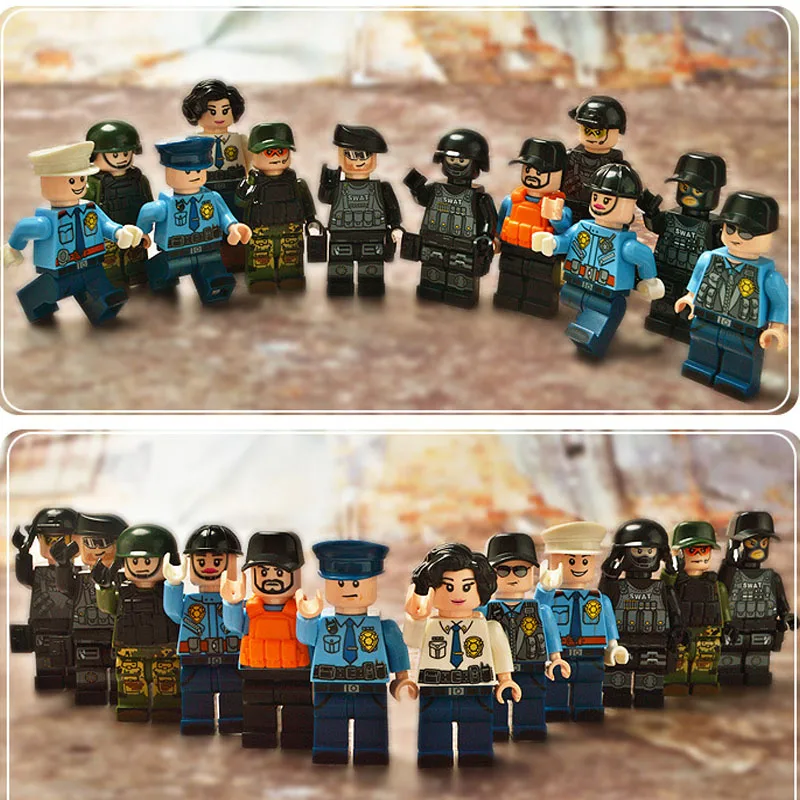

12pcs Model Building action figures Police toys Model Building block bricks compatible legoings figurines Anti-terrorism Police