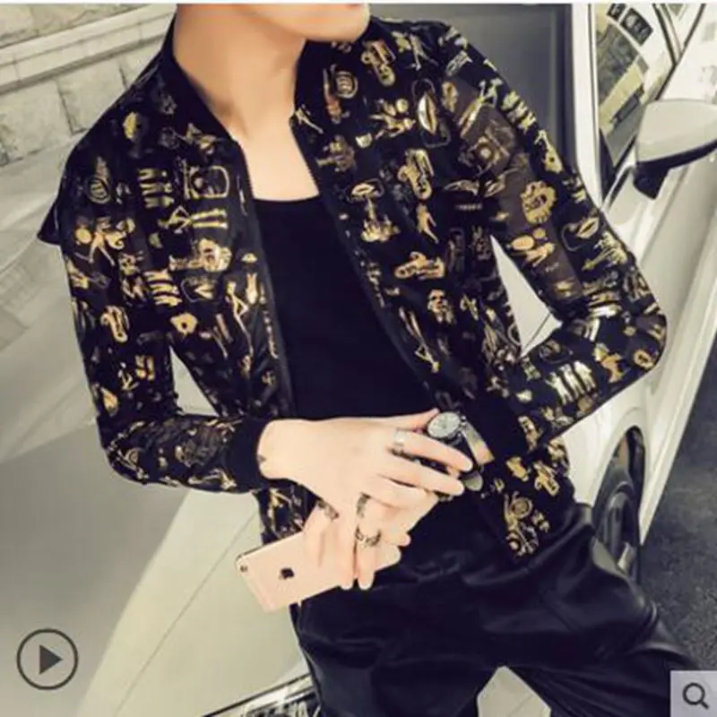 5XL Summer Men Bomber Jacket Fashion 2018 Slim Fit Sun Protection Clothing Silver Shining Jackets Mens Plus Size Stage Coats Man 5XL Summer Men Bomber Jacket Fashion 2018 Slim Fit Sun Protection Clothing Silver Shining Jackets Mens Plus Size Stage Coats Man