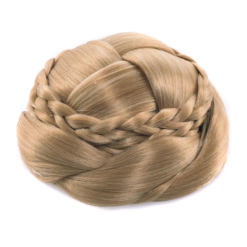 

Gres Heat Resistant Fiber Black/ Brown/Blonde Women Synthetic Hair Buns Clip-in Braided Lady Chignons for Brides