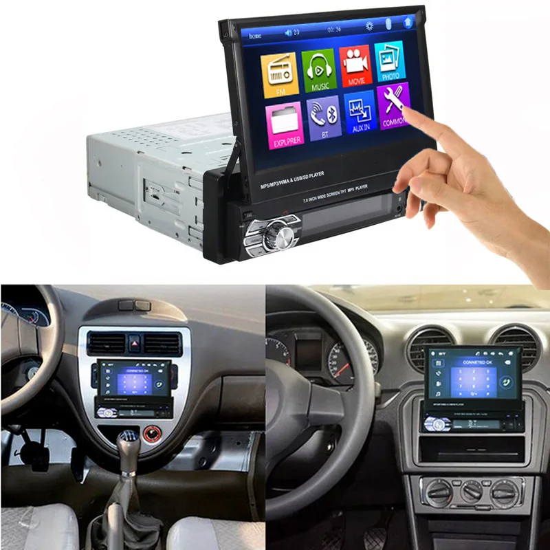 1 Din " Универсальное автомобильное радио gps-навигация Авторадио Видео плеер Bluetooth выдвижной сенсорный экран MP5 стерео аудио
