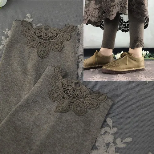 

Sweet mori girl lace stitch leggings female vintage autumn slim pants
