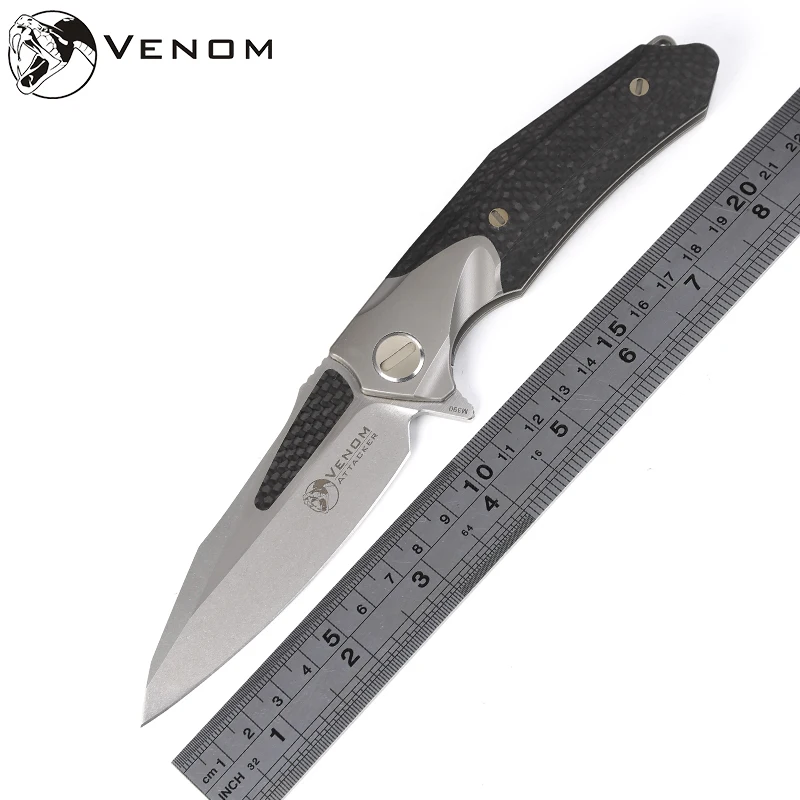 Складной нож с шариковым подшипником VENOM M390 лезвие из титана и углеродного