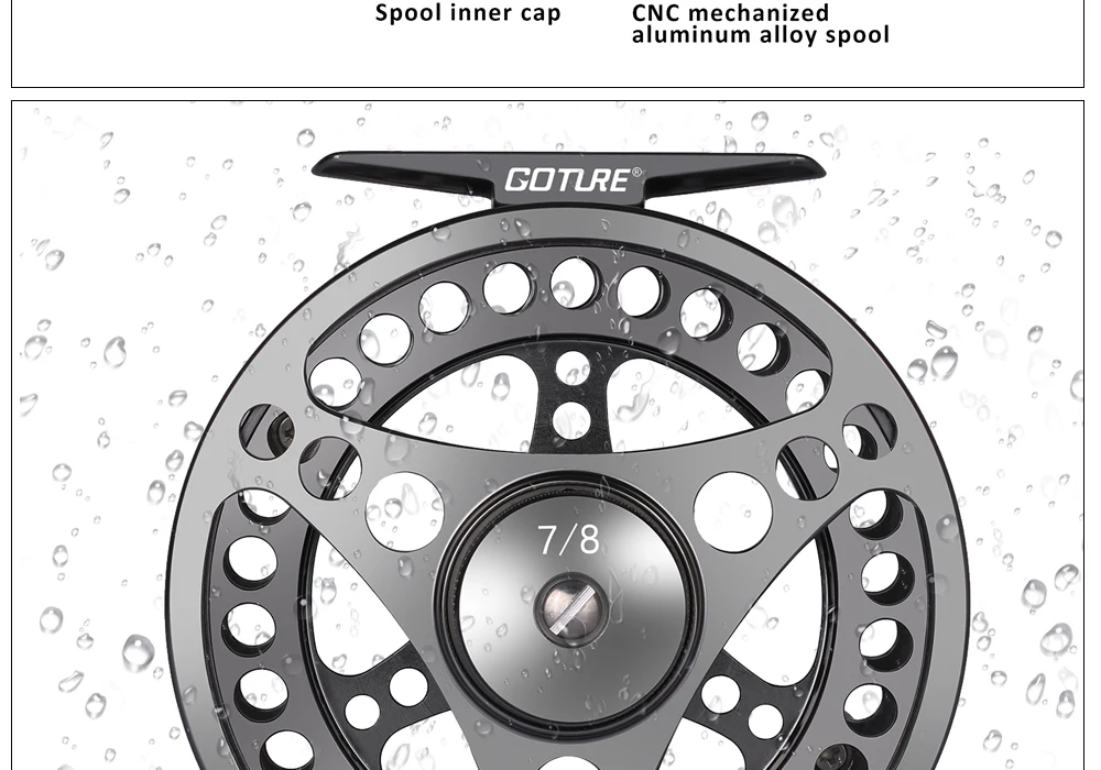 Goture 3/4 5/6 7/8 9/10 WT катушки для рыбалки нахлыстом из сплава, изготовленные на станке с ЧПУ; большой АРБОР Летающая катушка 2+ 1BB 1:1 для ловли форели аксессуары